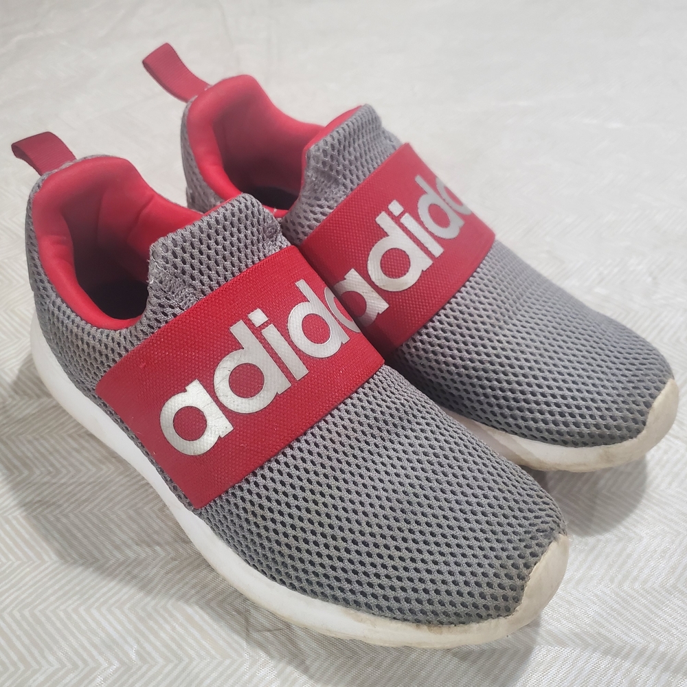 adidas Kids Slip-On Mesh Sneakers in Gray and Red